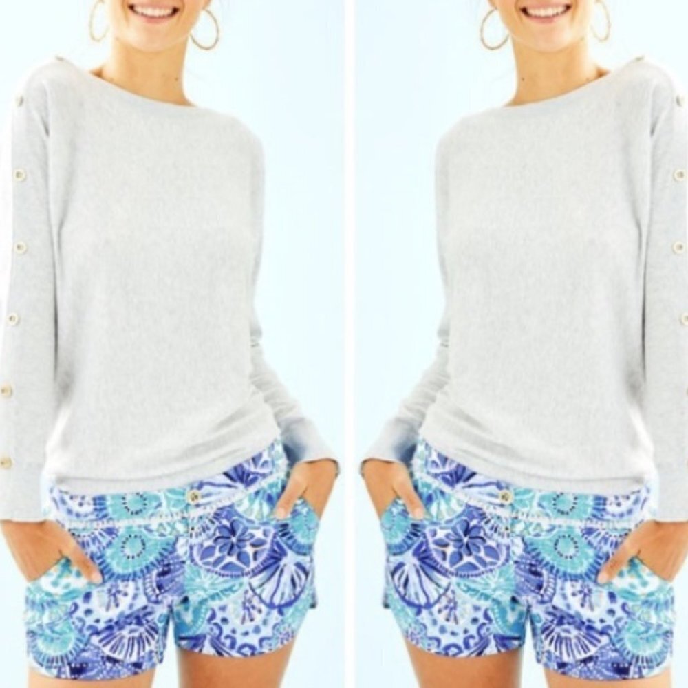 Lilly Pulitzer Adie short in Turquoise Oasis Half Shell Metallic print 12 NWT